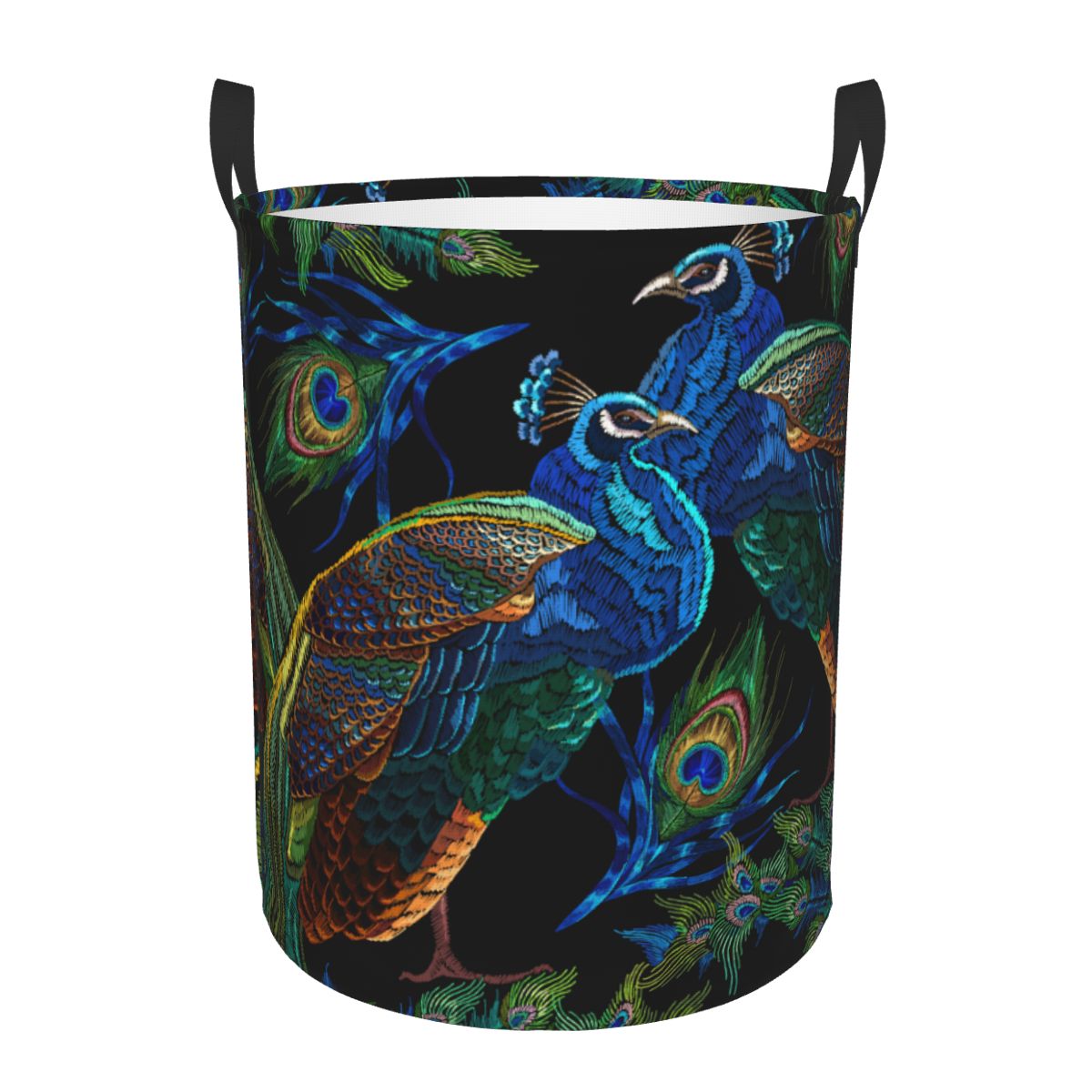 Home Decor Hampers - Panier à linge rond motif paons,
