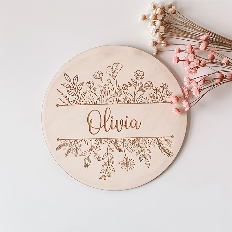 Home Decor Com - Plaque de nom gravée florale personnalisée,