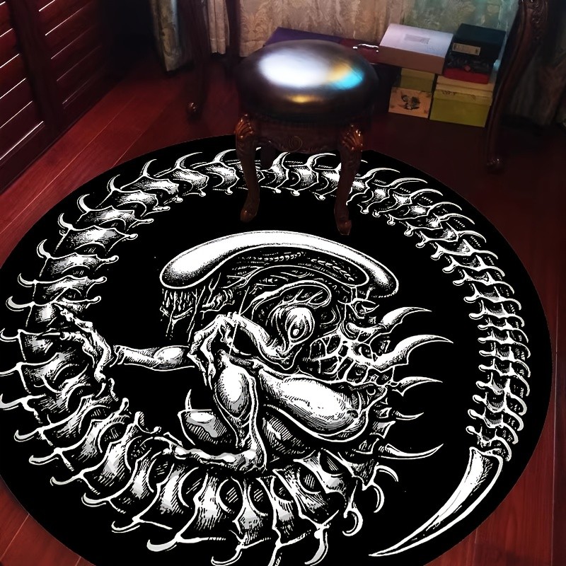 Home Decor Trend 2026 - Tapis rond Alien Xenomorph, tapis de