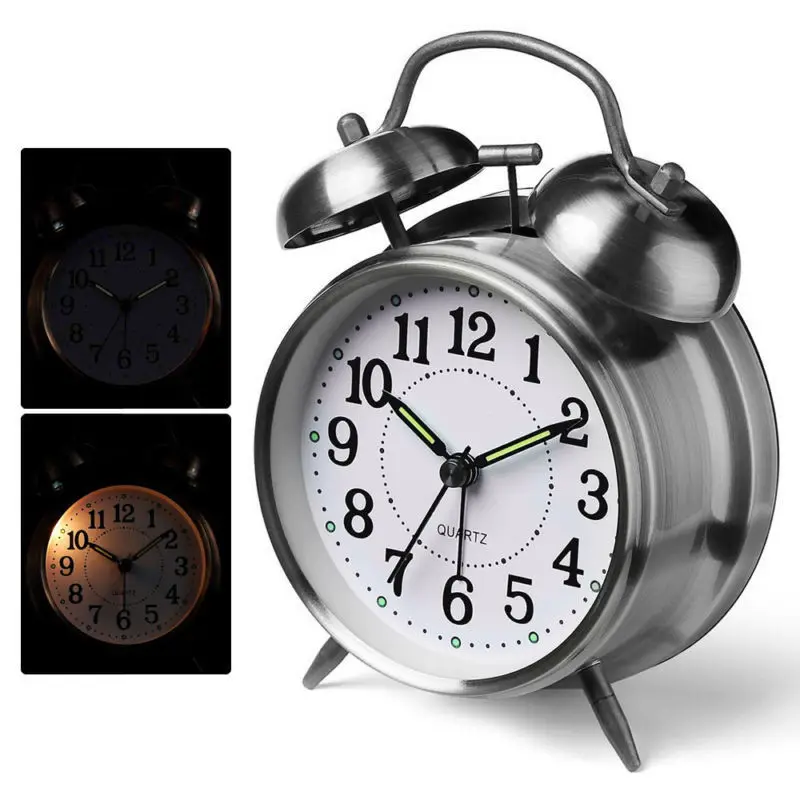 Vintage Alarm Clock - Réveil rétro vintage avec pointeur silencieux,