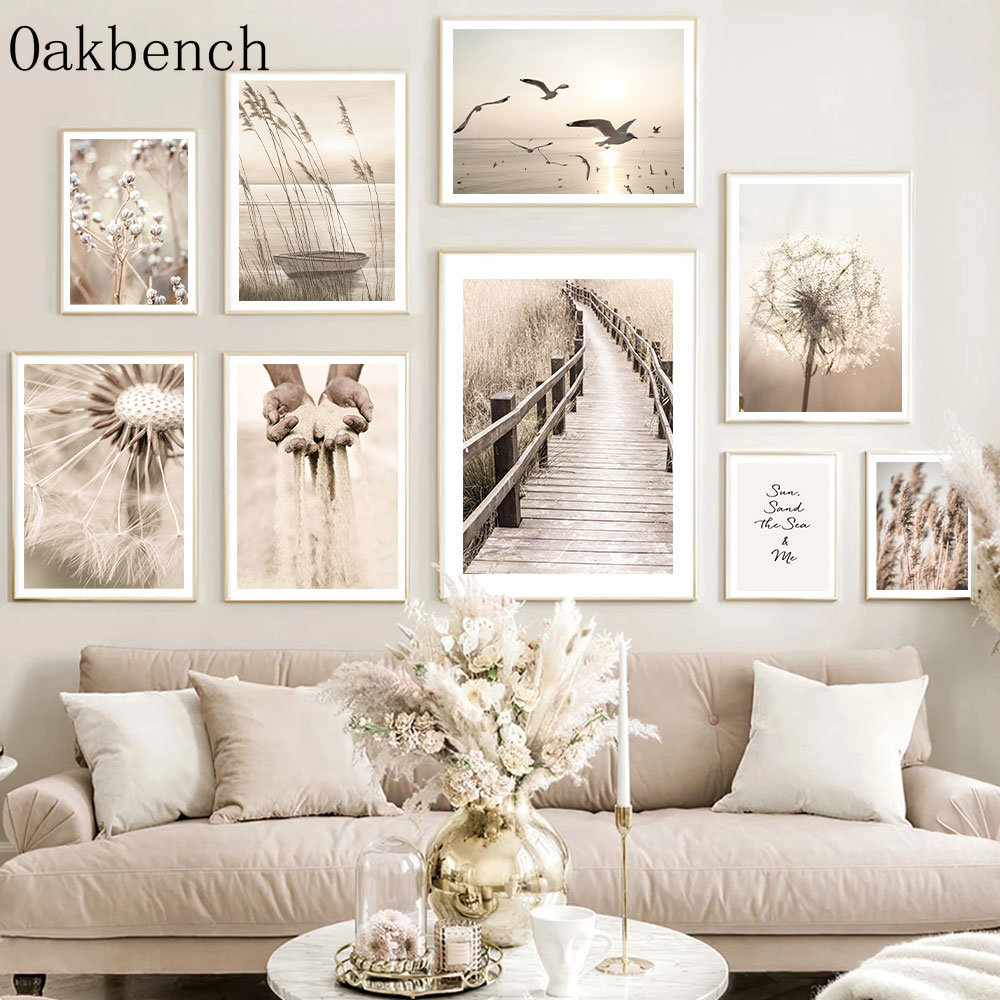 Sand Art Picture - Affiche en toile de paysage beige
