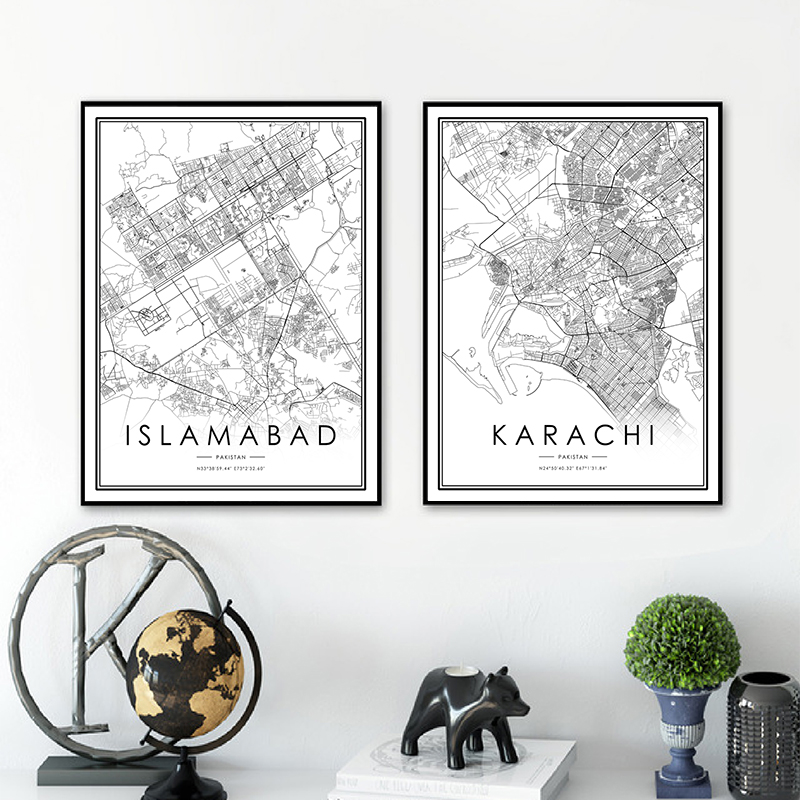 Home Decor Karachi - KARACHI – affiche de carte de