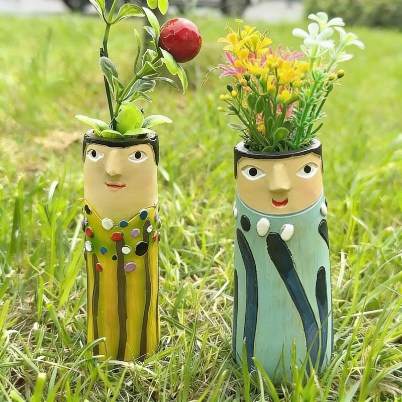 Home Decor Vase With Flowers - Vase en résine fait main, style