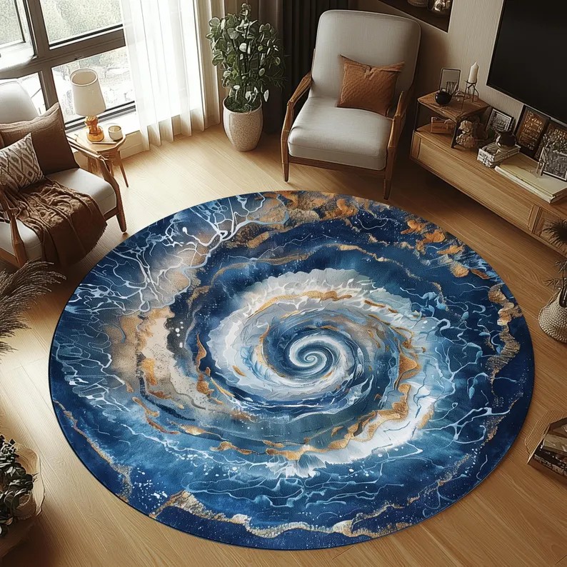 Home Decor Trend 2026 - Tapis rond 2D Ours polaire, motif