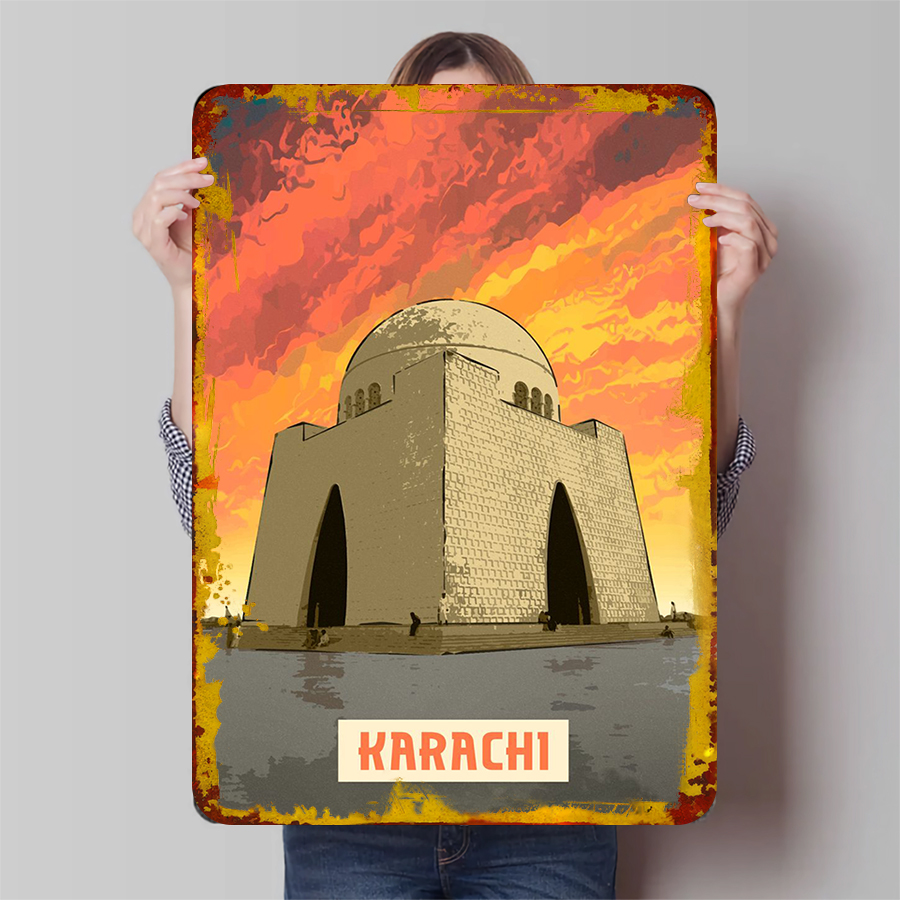 Home Decor Karachi - Karachi Pakistan Landmark encadré en métal