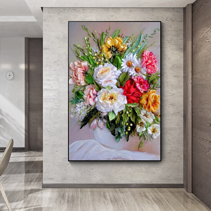 Home Decor Vase With Flowers - Peinture sur toile, affiche imprimée de