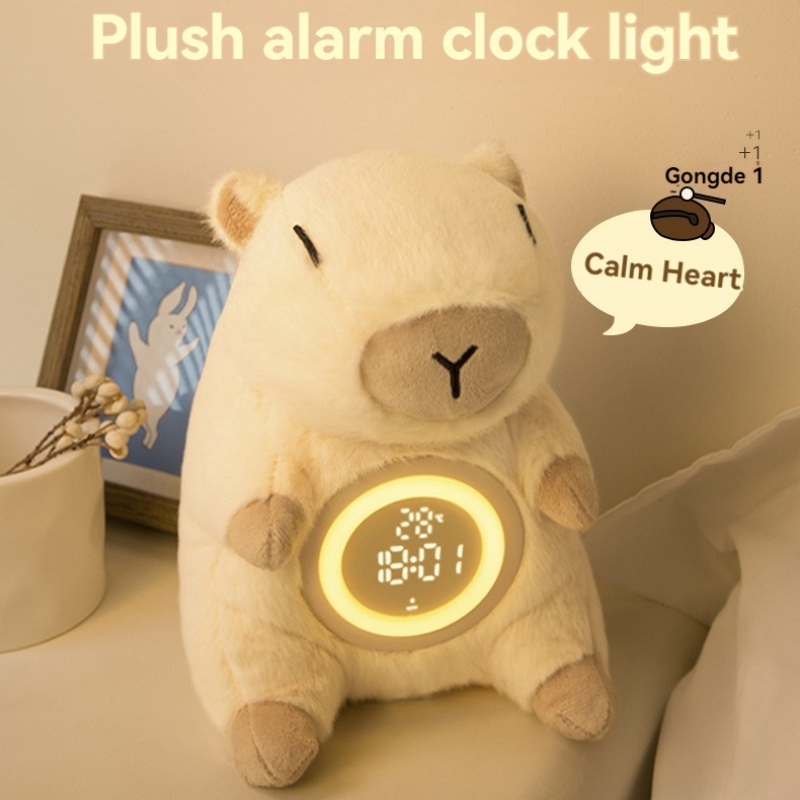 Vintage Alarm Clock - Adorable Capybara en peluche, double alarme,