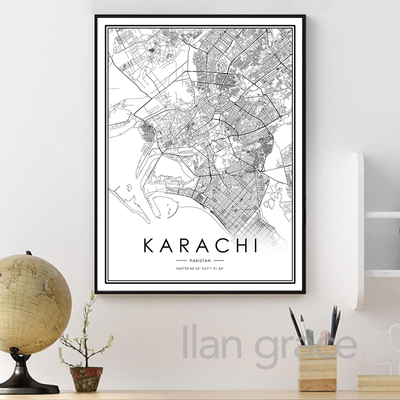 KARACHI – affiche de carte de  - Home Decor Karachi avis et prix