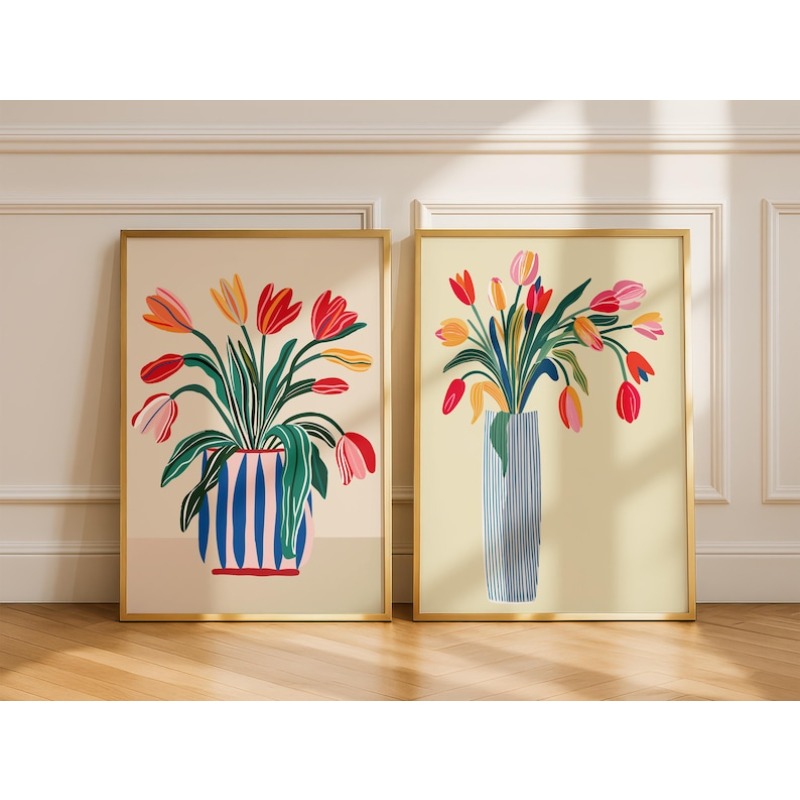 2 tableaux sur toile de fleurs - Home Decor Vase With Flowers avis et prix