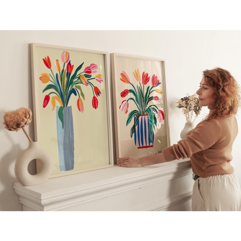2 tableaux sur toile de fleurs - Home Decor Vase With Flowers avis et prix