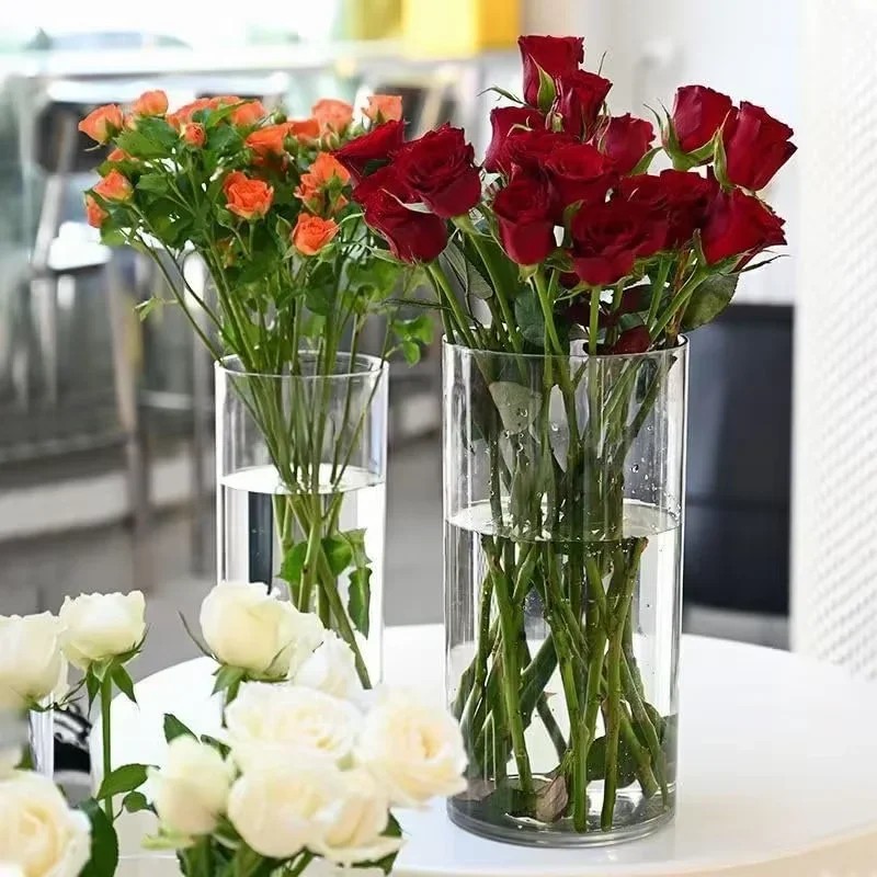 Vase cylindrique en acrylique  - Home Decor Vase With Flowers avis et prix